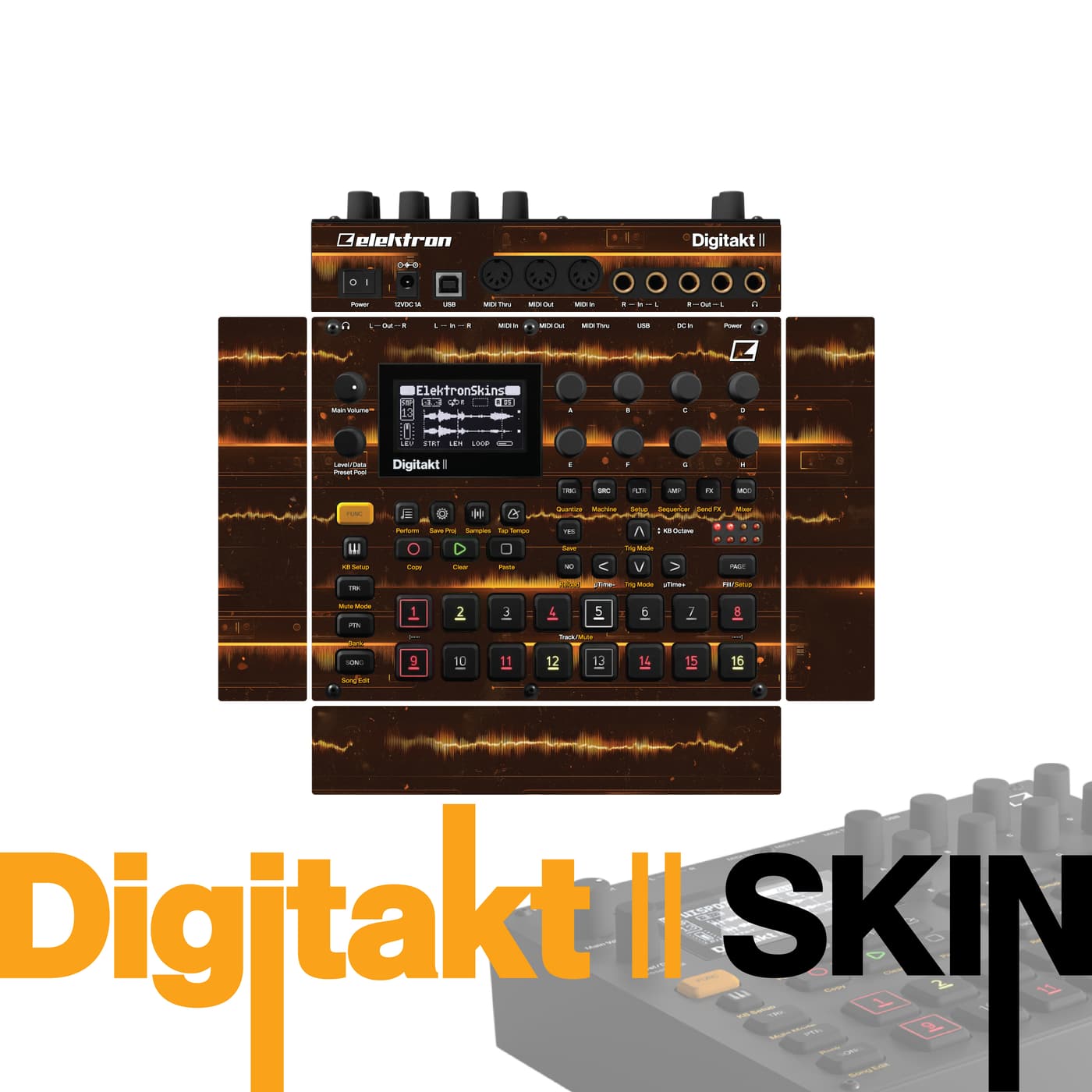 Amber Soundwave vinyl skin for Elektron Digitakt II