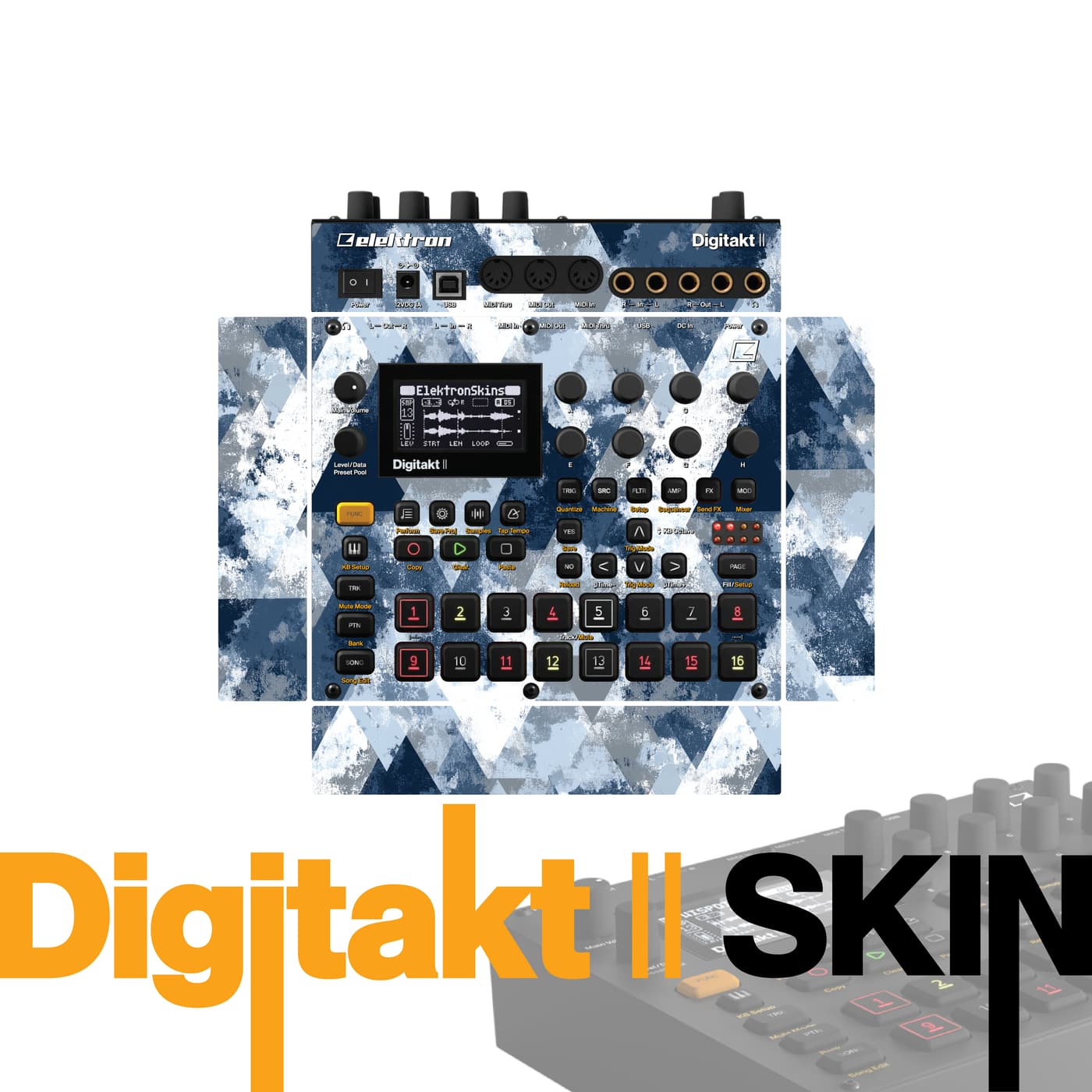Arctic Digital Camo vinyl skin for Elektron Digitakt II