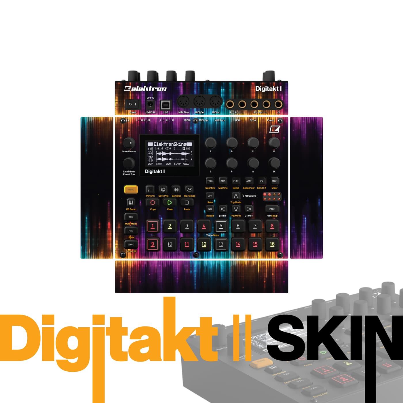 Audio Wave Glow vinyl skin for Elektron Digitakt II