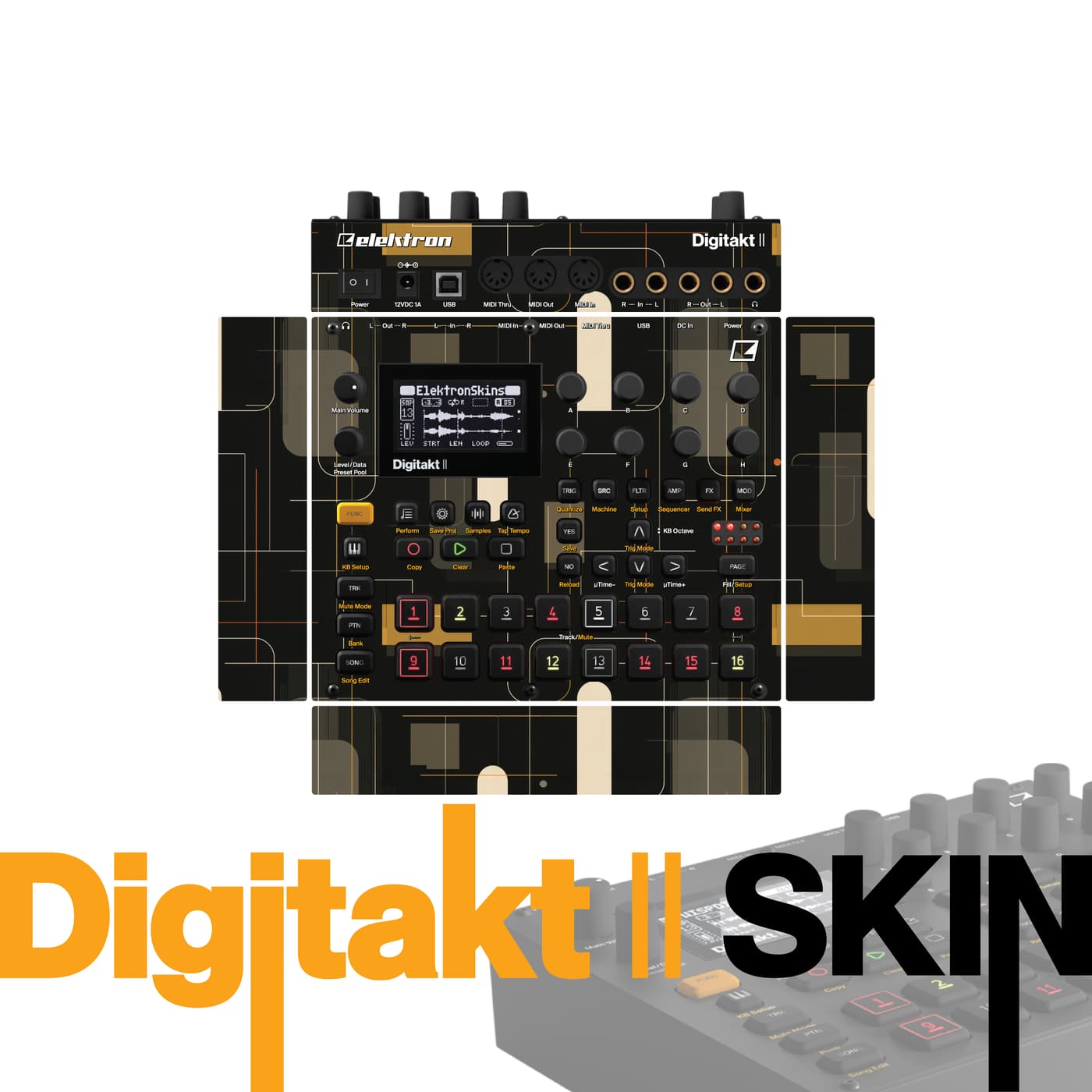 Beige Circuit vinyl skin for Elektron Digitakt II