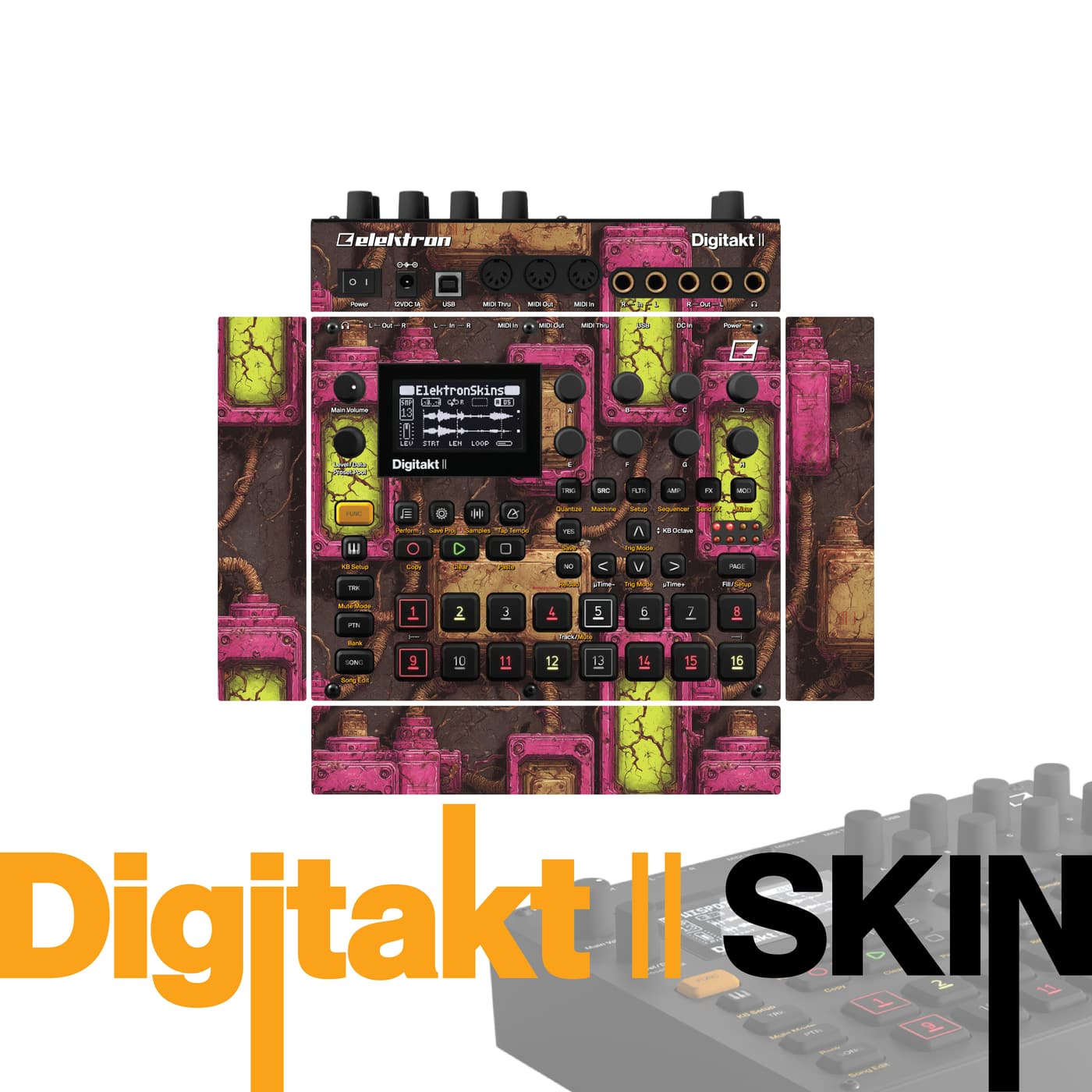 Chrome Bloom vinyl skin for Elektron Digitakt II