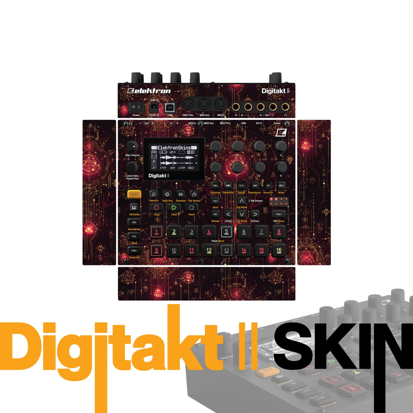 Crimson Circuit Relic vinyl skin for Elektron Digitakt II