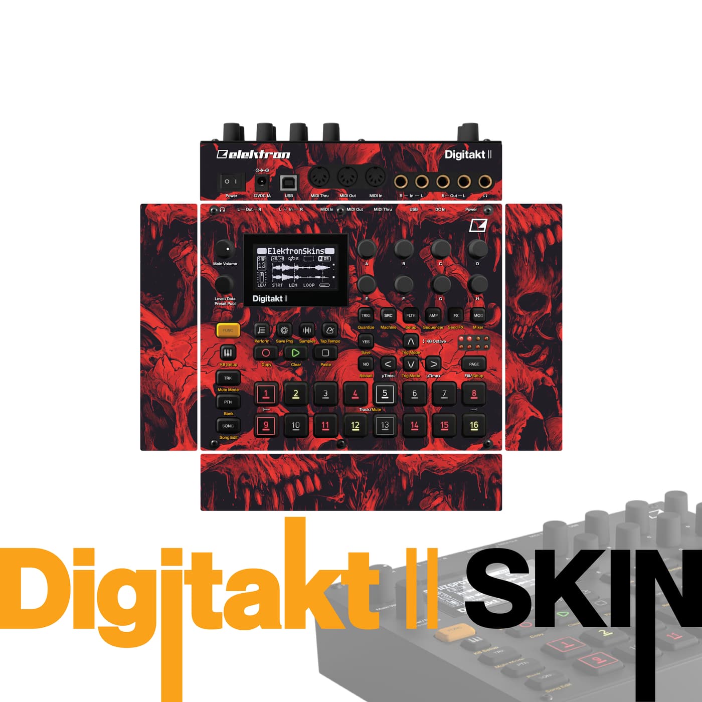 Crimson Smoke Flow vinyl skin for Elektron Digitakt II
