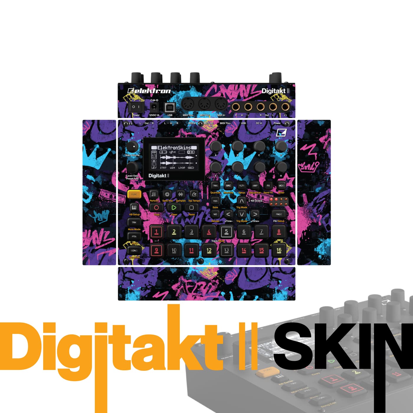 Crown Pop Chaos vinyl skin for Elektron Digitakt II
