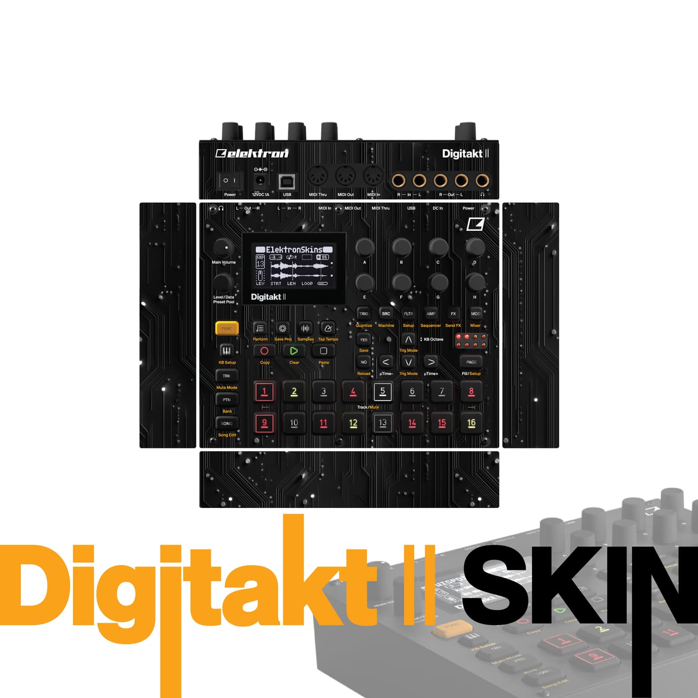 Dark Circuit vinyl skin for Elektron Digitakt II