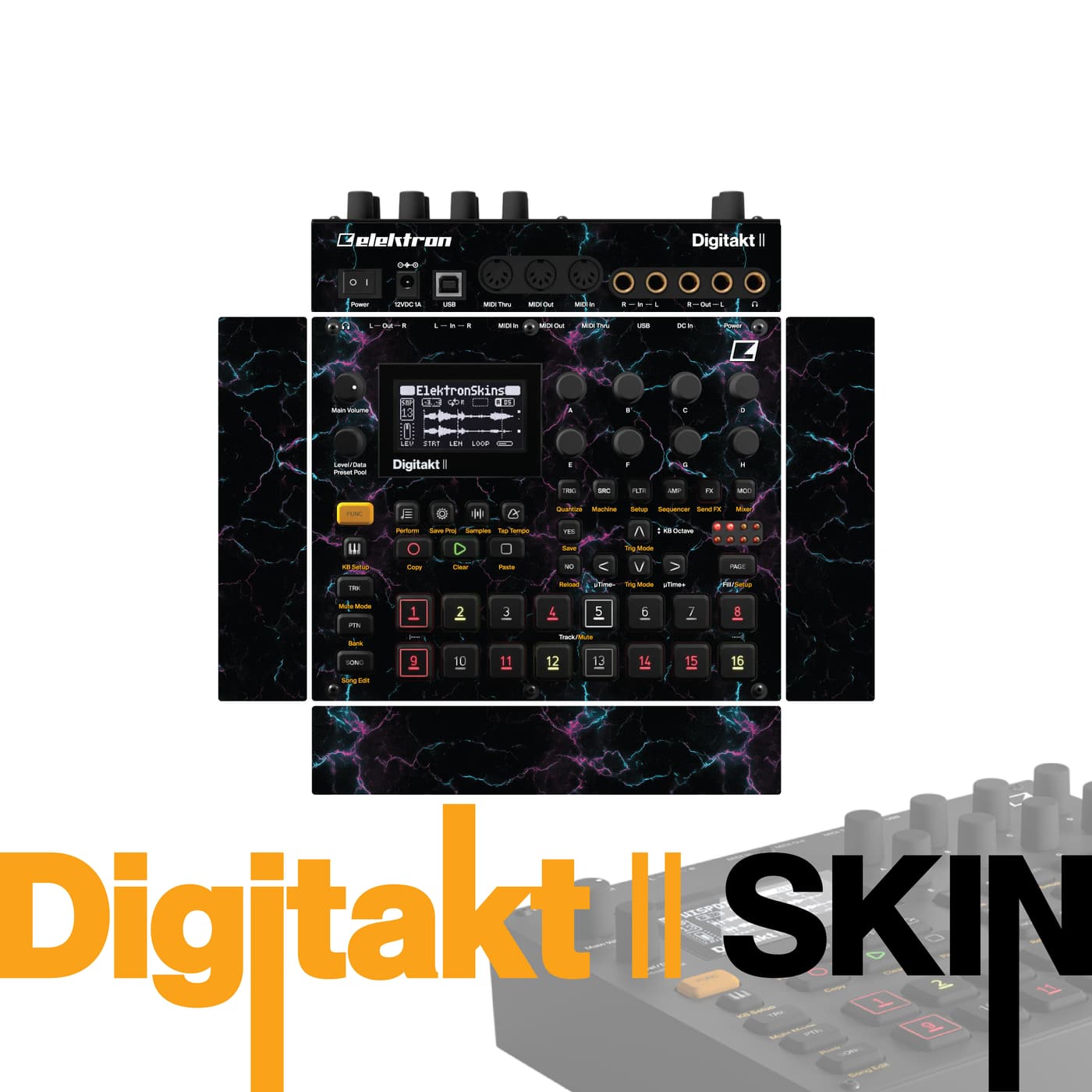 Dark Thunder Pulse vinyl skin for Elektron Digitakt II