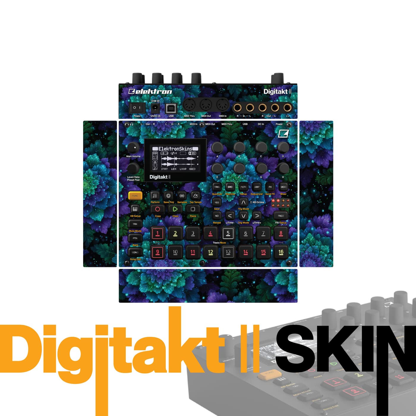 Deep Garden Bloom vinyl skin for Elektron Digitakt II