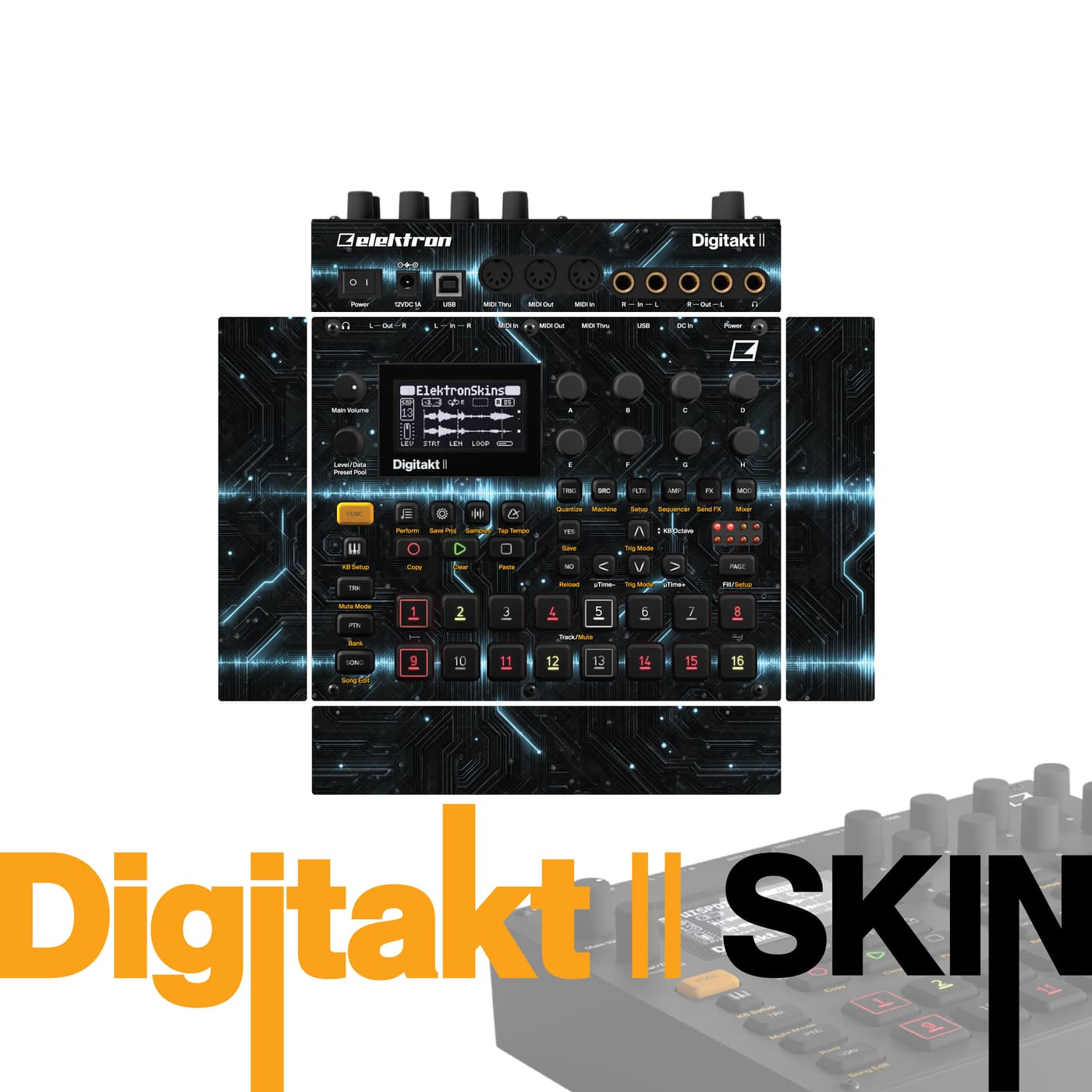 Electric Blue vinyl skin for Elektron Digitakt II