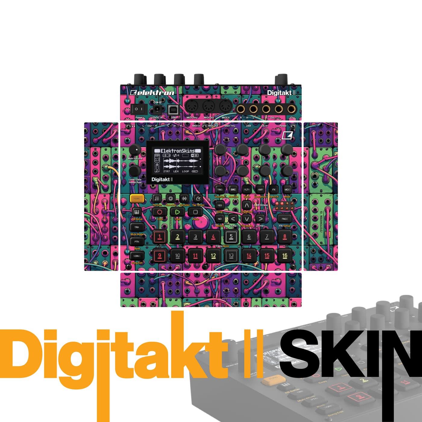 Electric Coralrift vinyl skin for Elektron Digitakt II