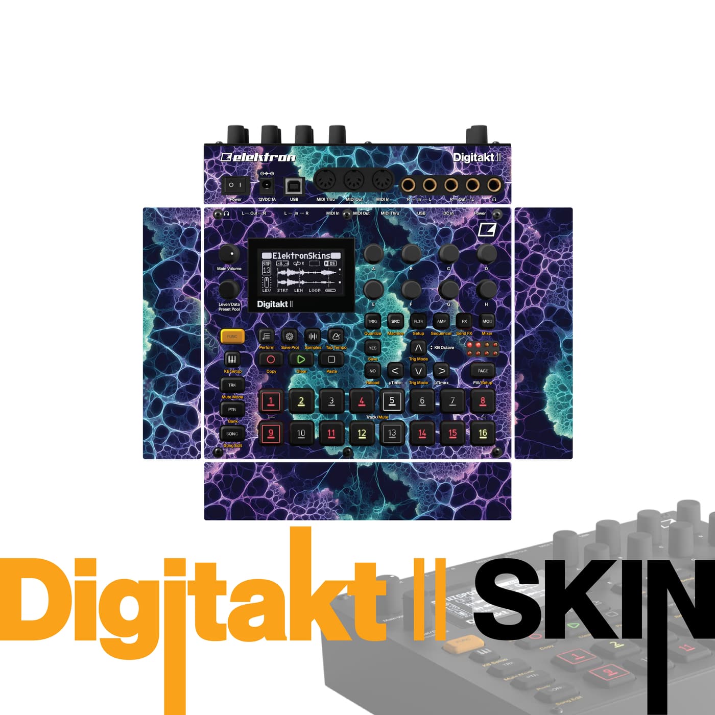 Electric Honeycomb Cells vinyl skin for Elektron Digitakt II