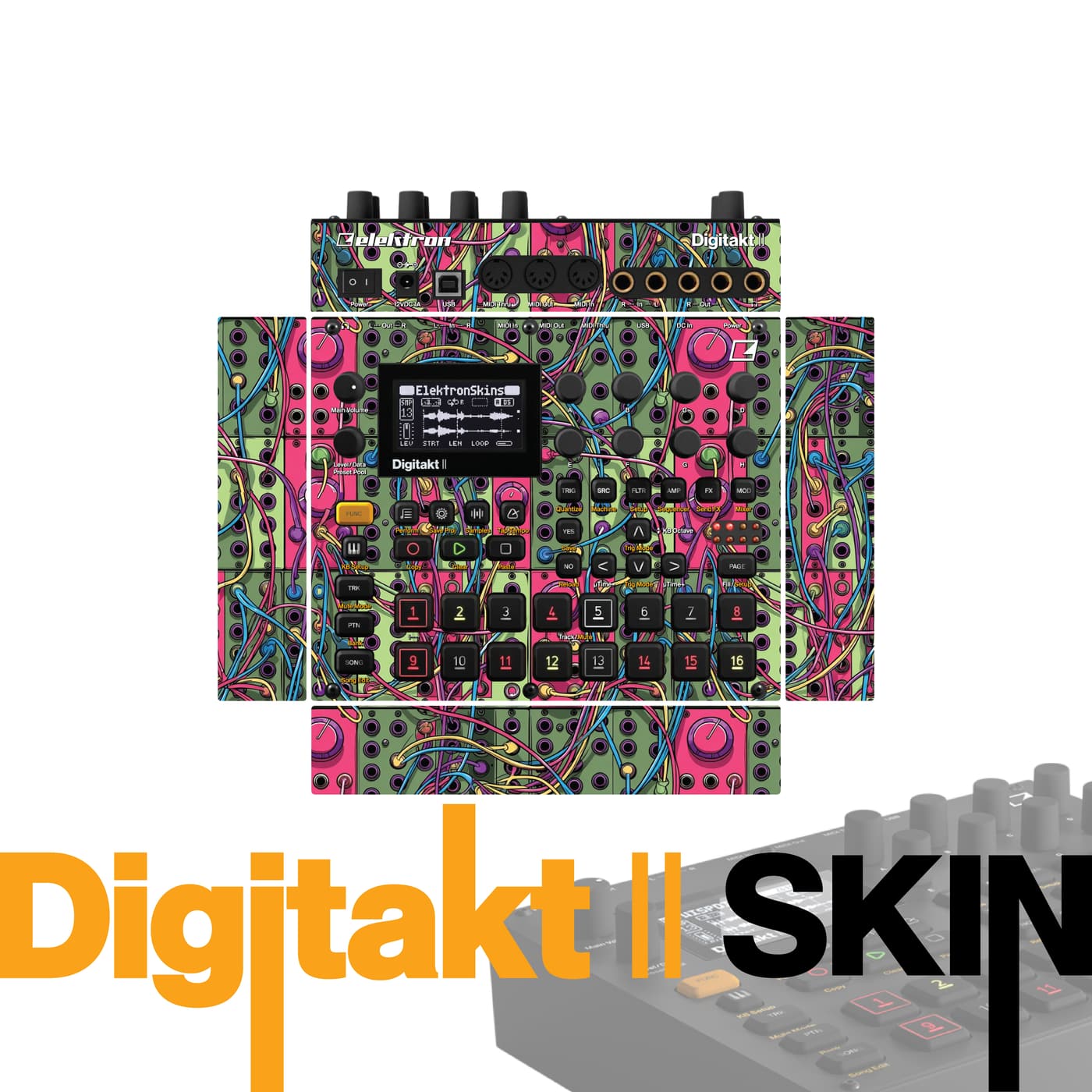 Electric Jungle Swirl vinyl skin for Elektron Digitakt II
