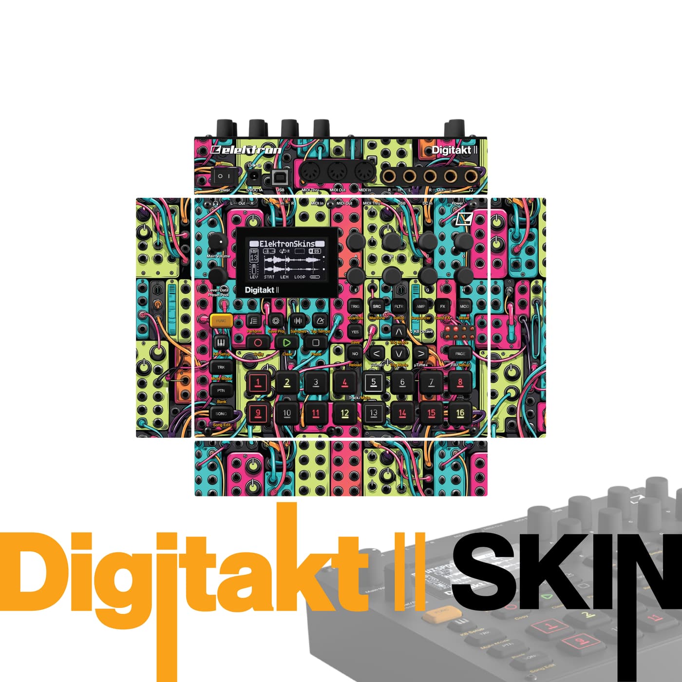 Electric Neonpunk vinyl skin for Elektron Digitakt II