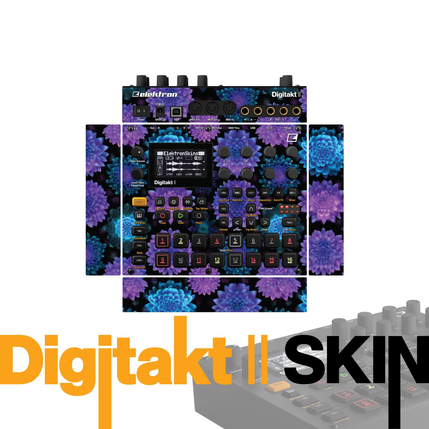 Electric Violet Bloom vinyl skin for Elektron Digitakt II