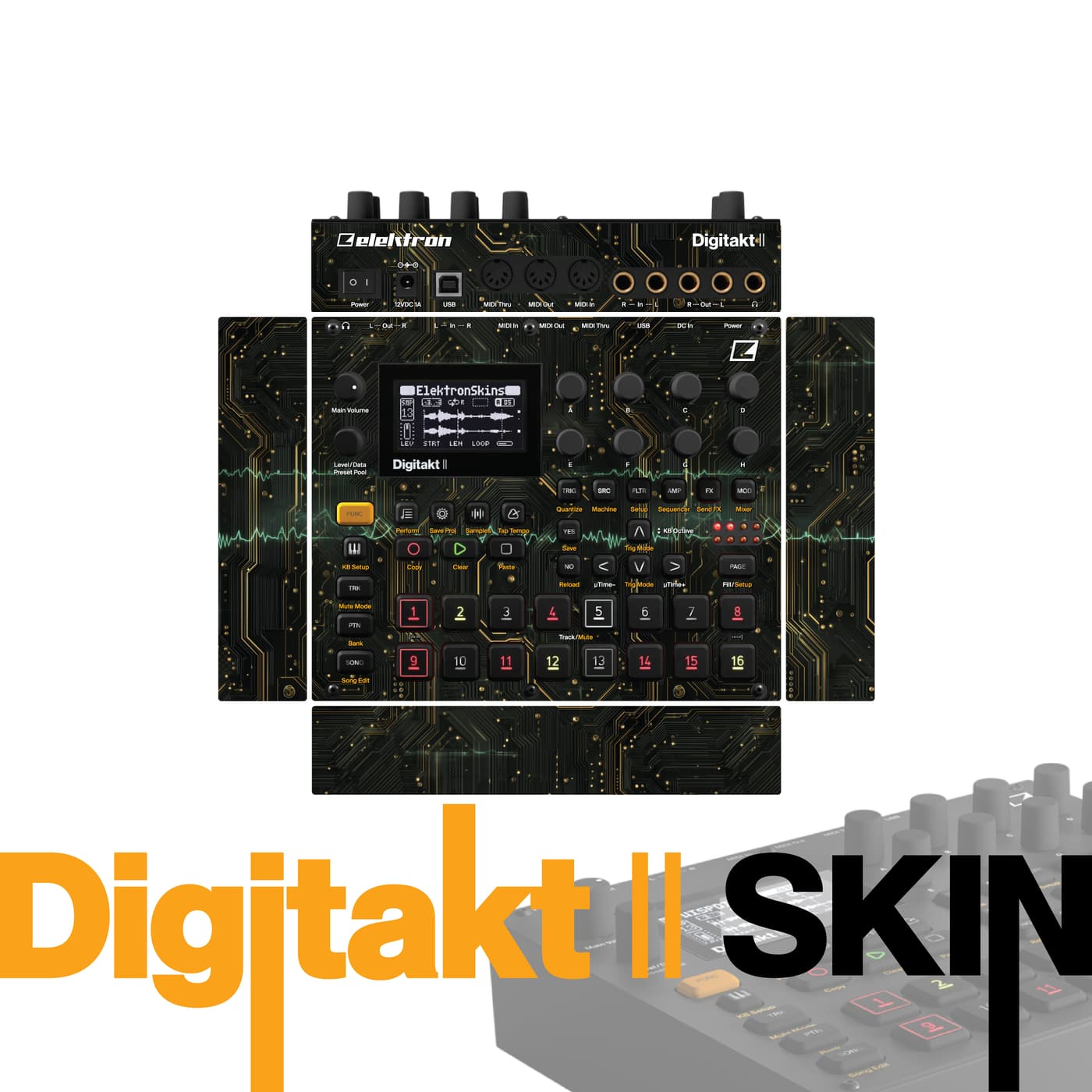 Emerald Circuit vinyl skin for Elektron Digitakt II