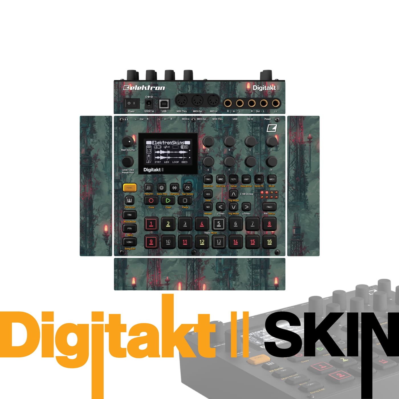 Foggy Industrial Grid vinyl skin for Elektron Digitakt II