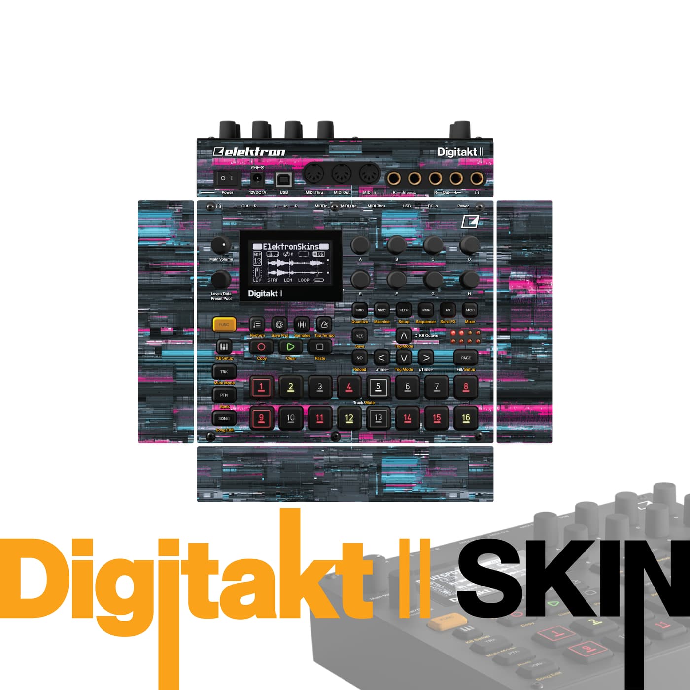 Glitch Phantom vinyl skin for Elektron Digitakt II
