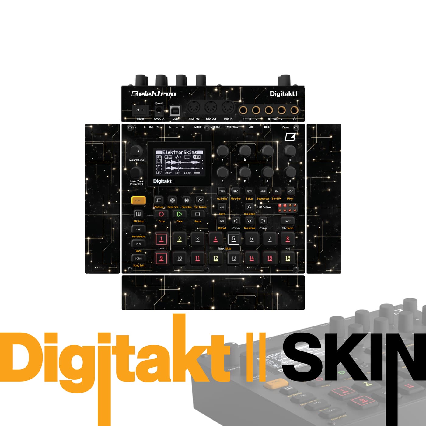 Gold Galaxy vinyl skin for Elektron Digitakt II