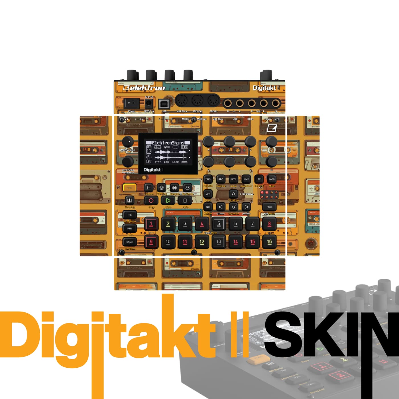 Golden Cassette Deck vinyl skin for Elektron Digitakt II