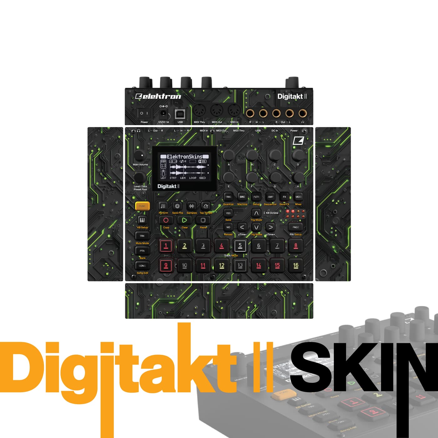 Green Circuit vinyl skin for Elektron Digitakt II