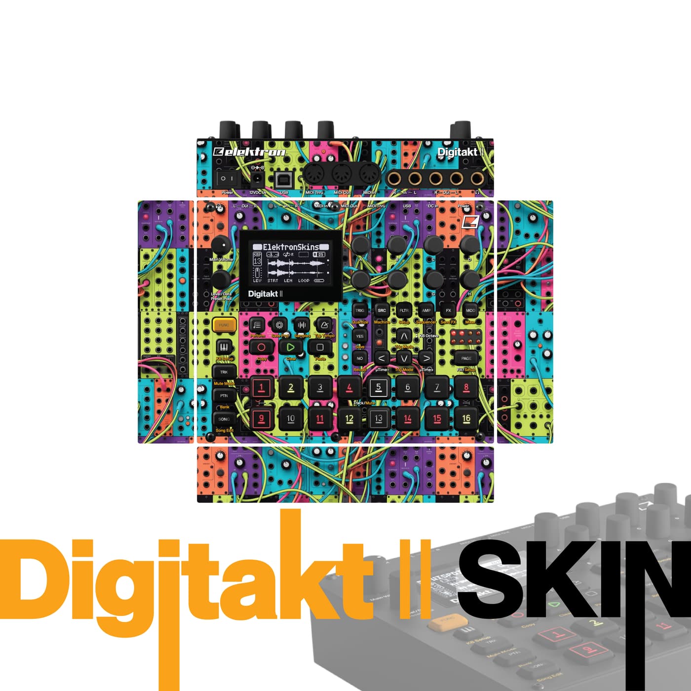 Hyperwave Tangle vinyl skin for Elektron Digitakt II