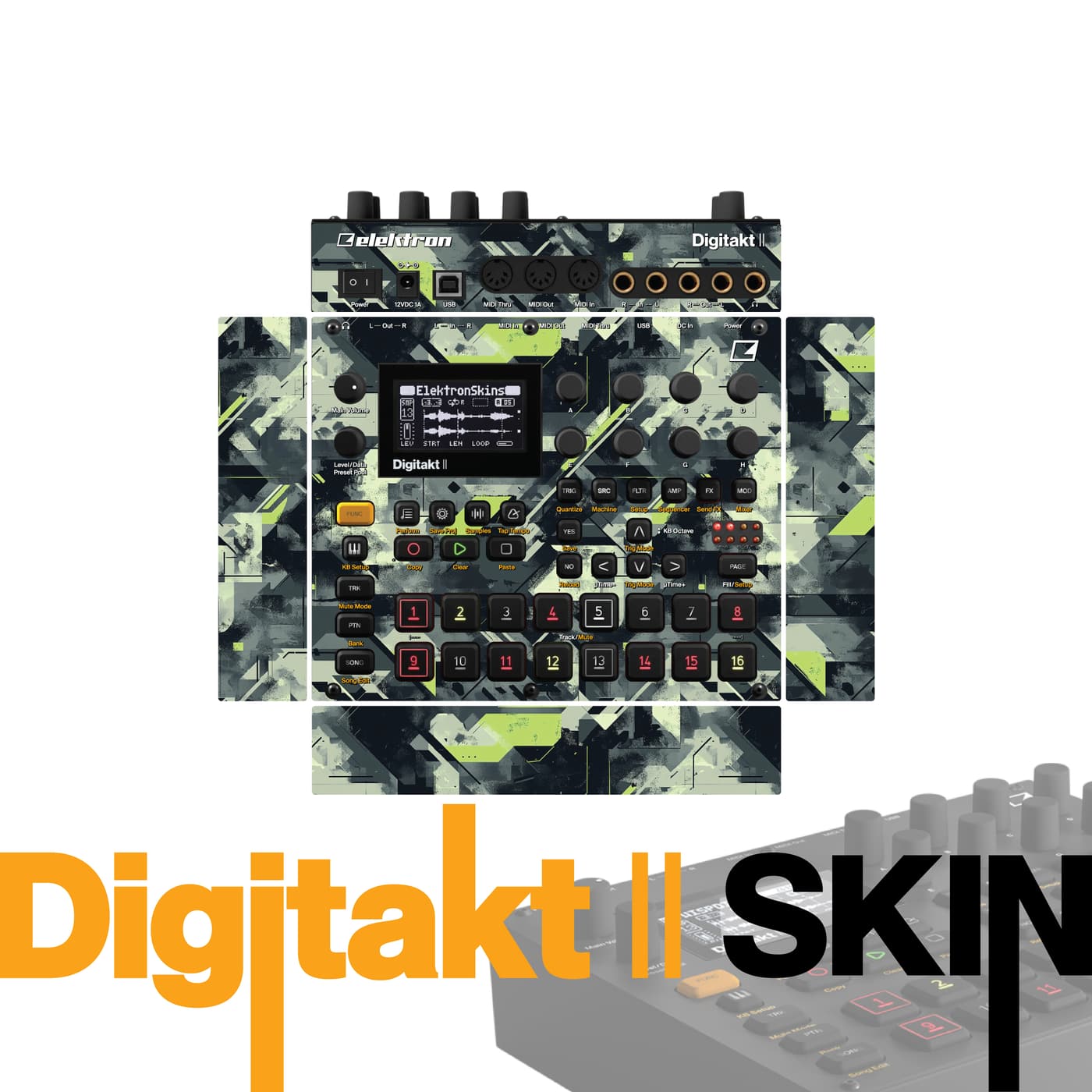 Lime Geometric Static vinyl skin for Elektron Digitakt II