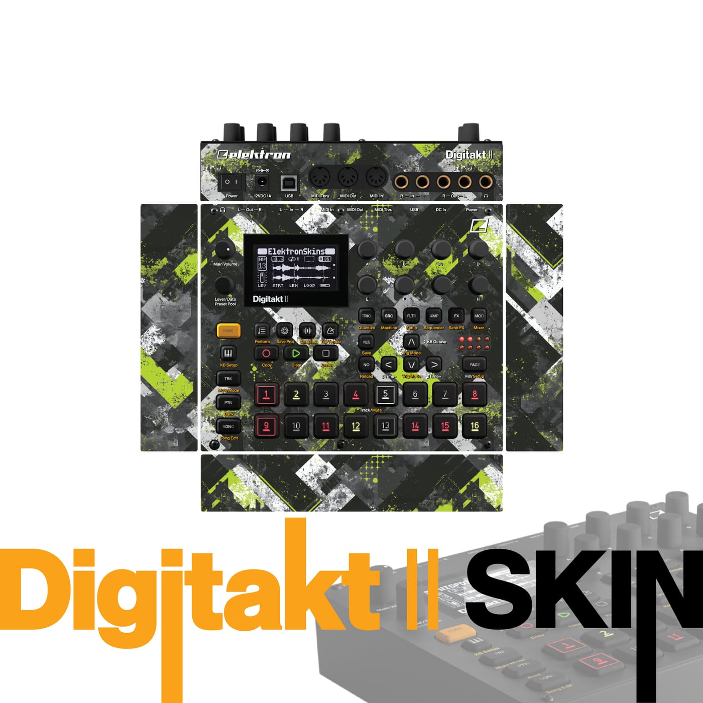 Lime Urban Camo vinyl skin for Elektron Digitakt II