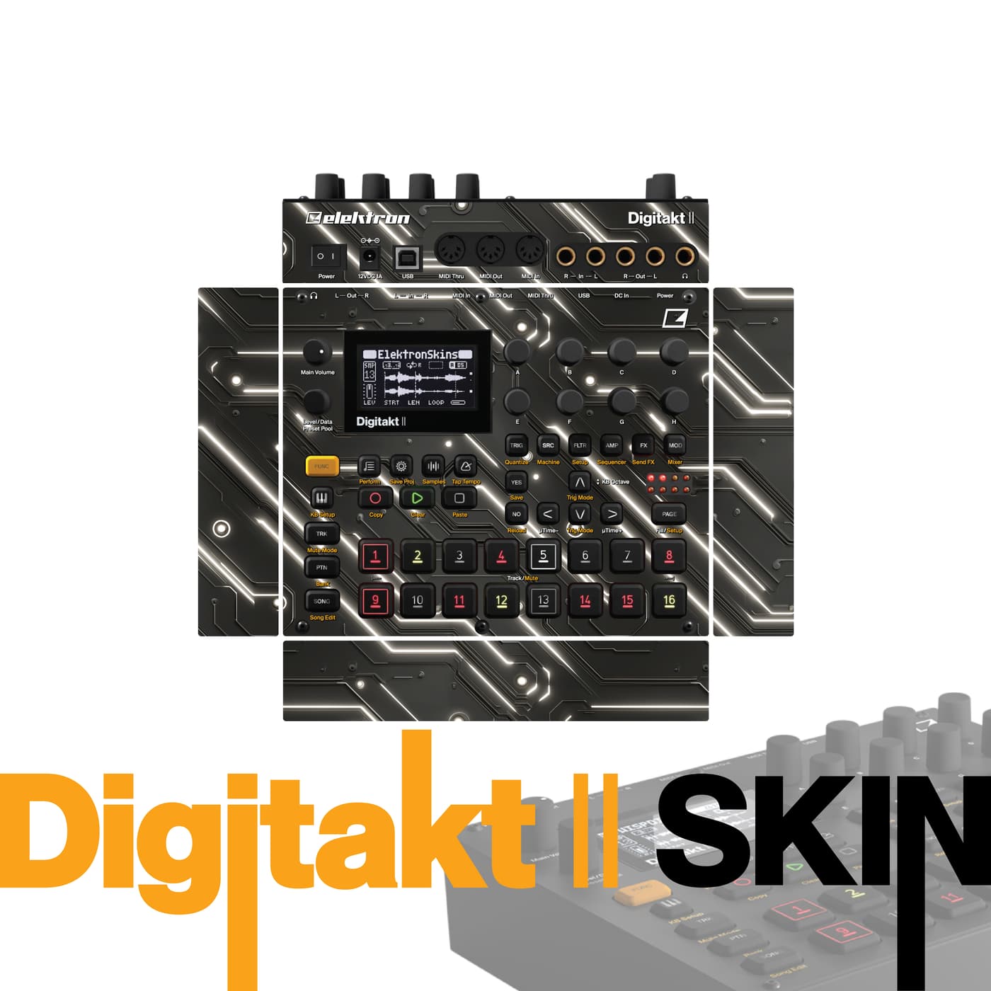 Line Glitch vinyl skin for Elektron Digitakt II
