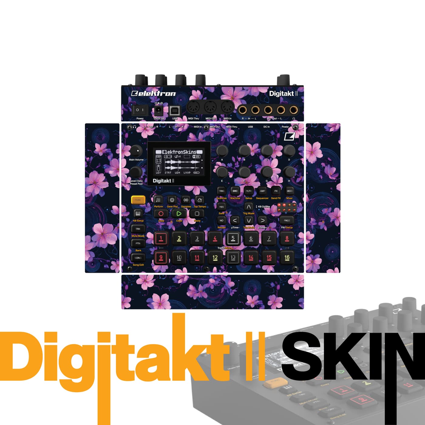 Lunar Petal Surge vinyl skin for Elektron Digitakt II