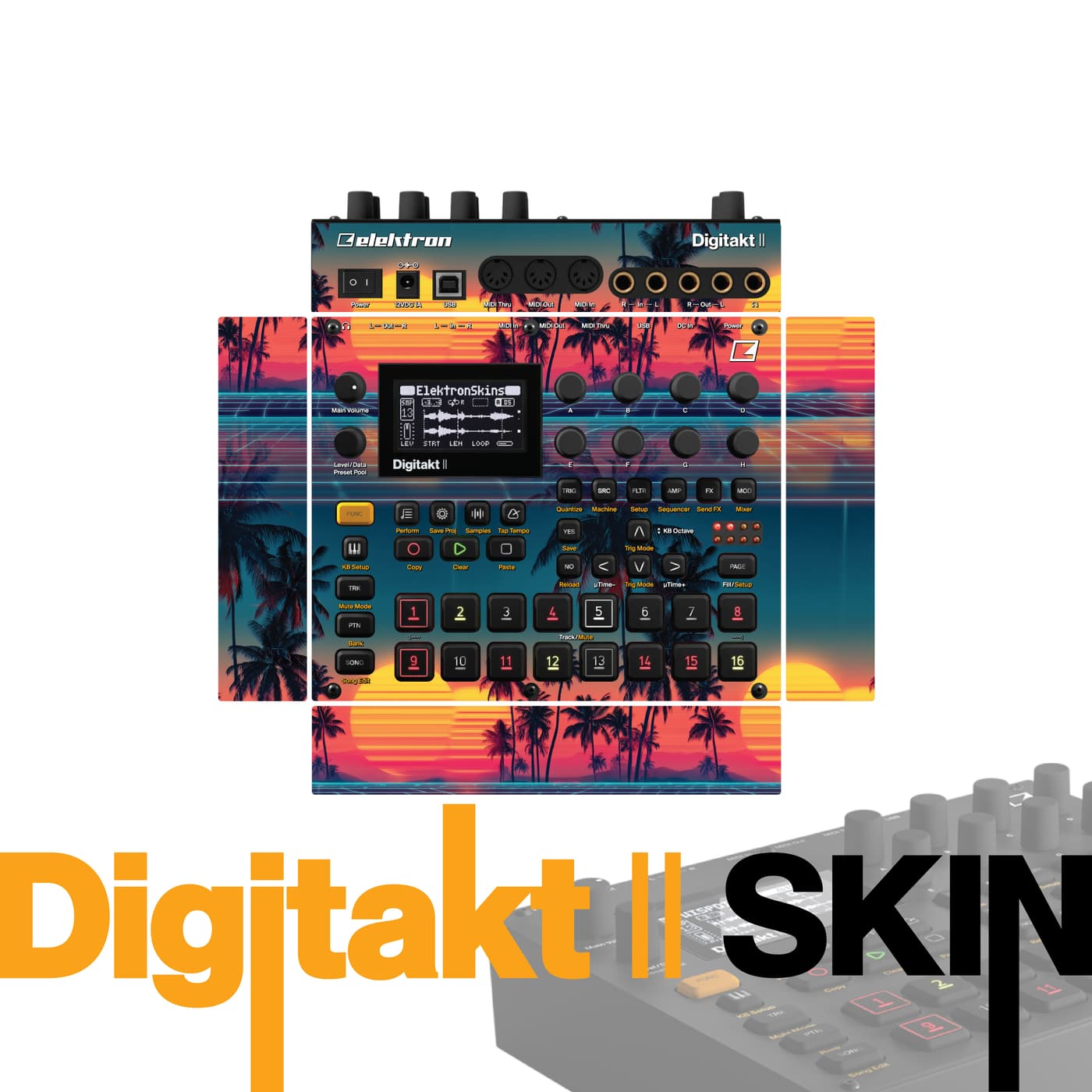 Miami Sunset Wave vinyl skin for Elektron Digitakt II