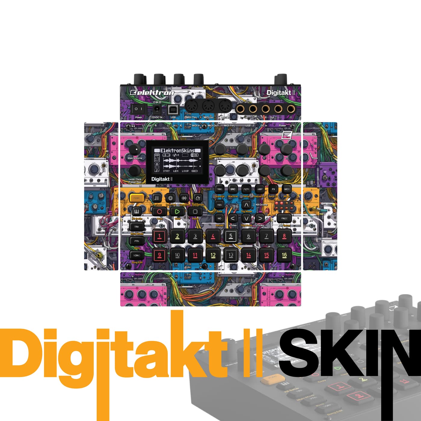 Modular Synth Chaos vinyl skin for Elektron Digitakt II