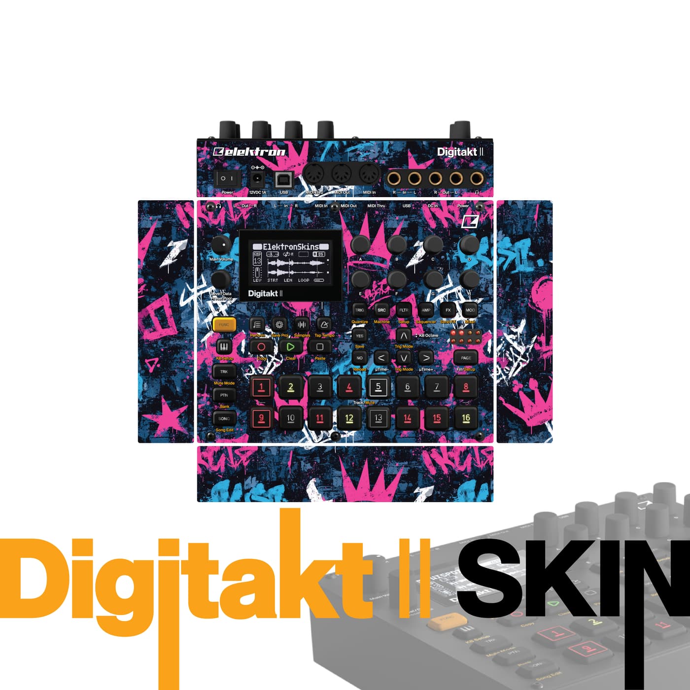 Neon Graffiti Pop vinyl skin for Elektron Digitakt II