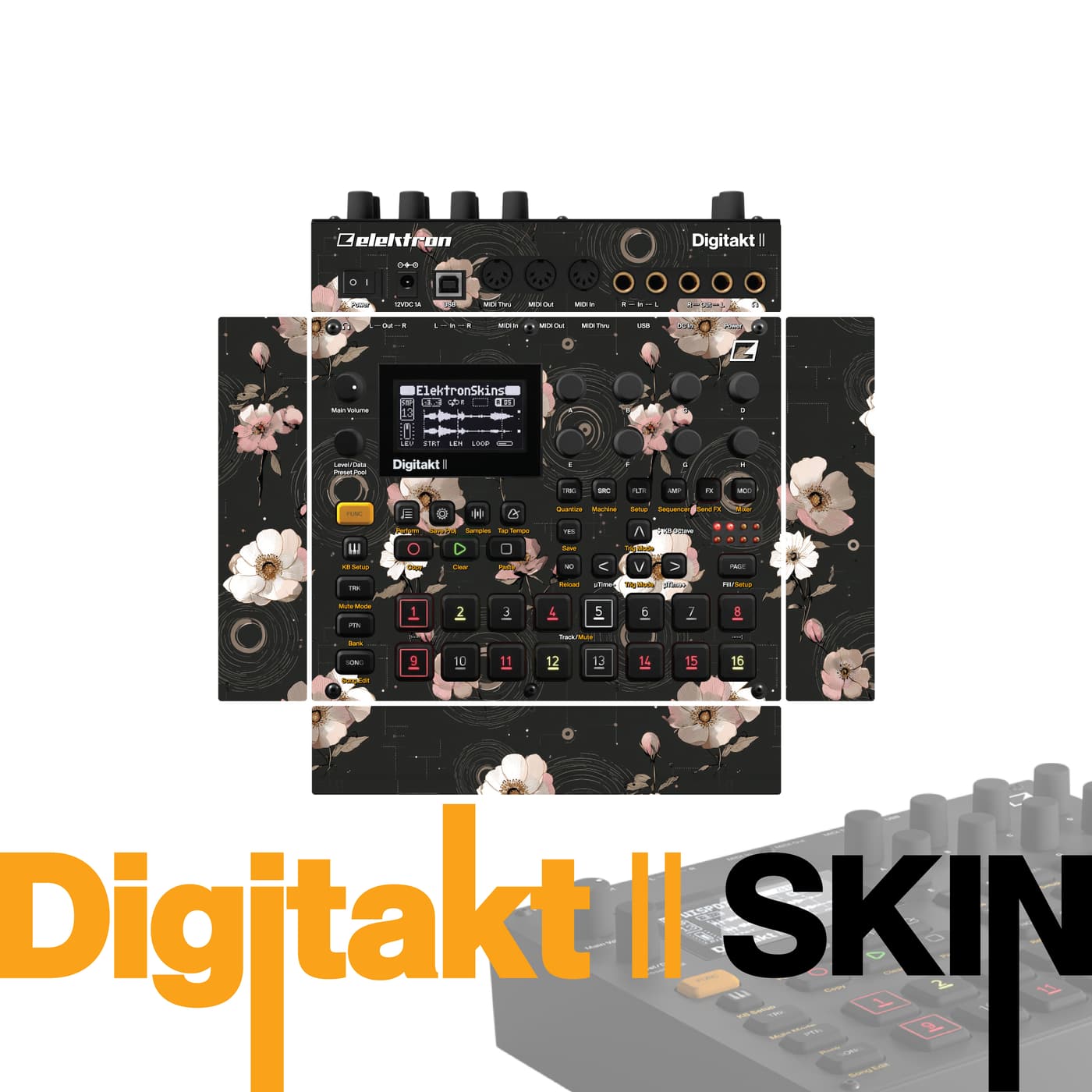 Nocturne Blossom Veil vinyl skin for Elektron Digitakt II