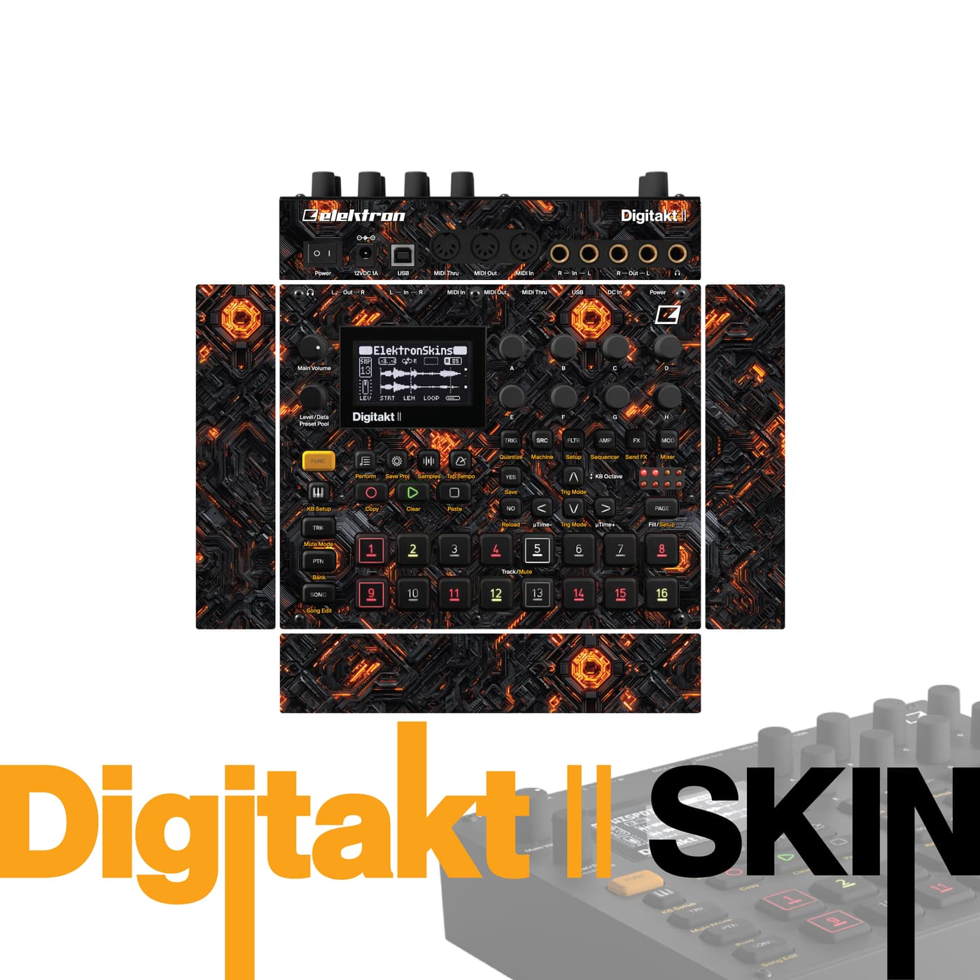Orange Circuit vinyl skin for Elektron Digitakt II