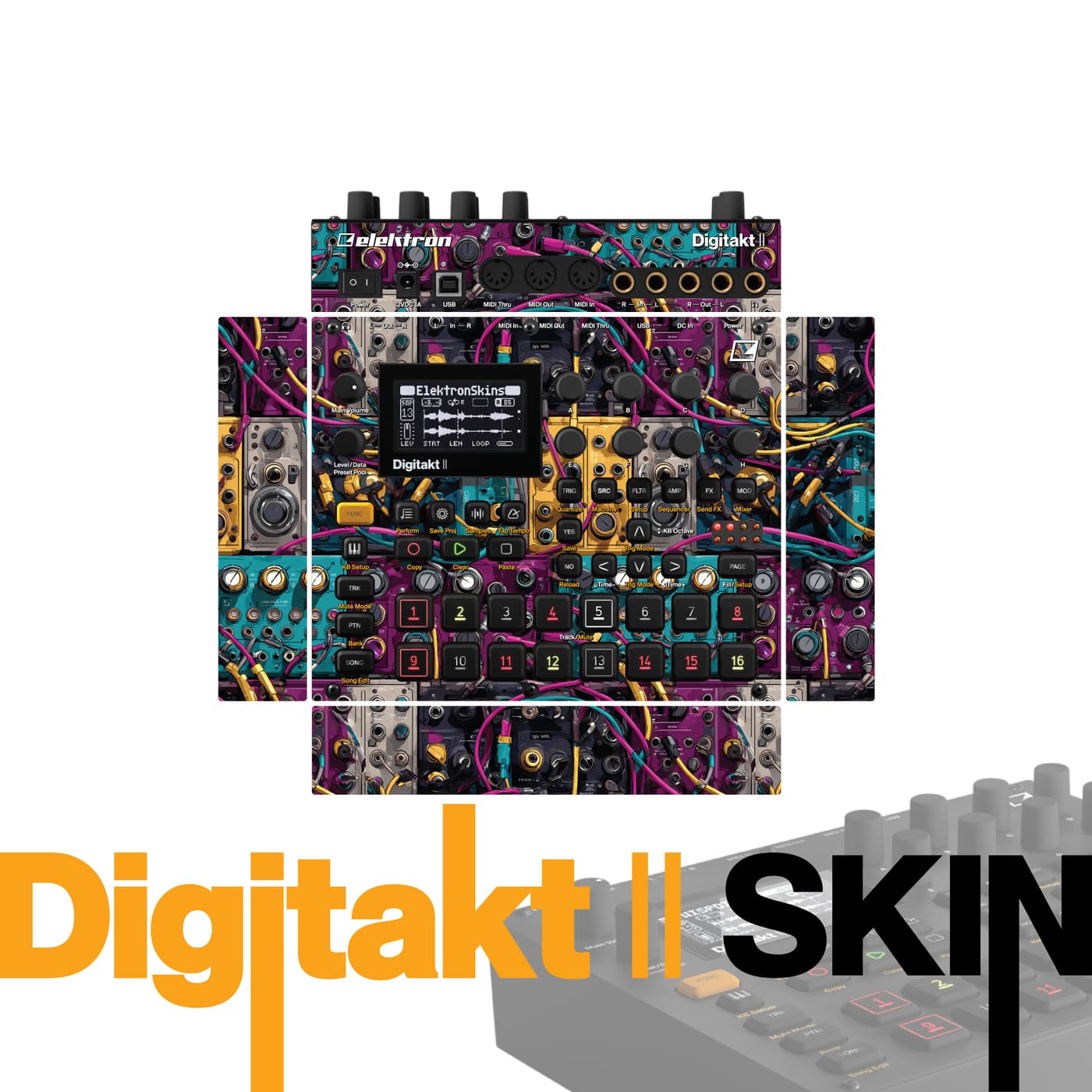 Patch Cable Storm vinyl skin for Elektron Digitakt II