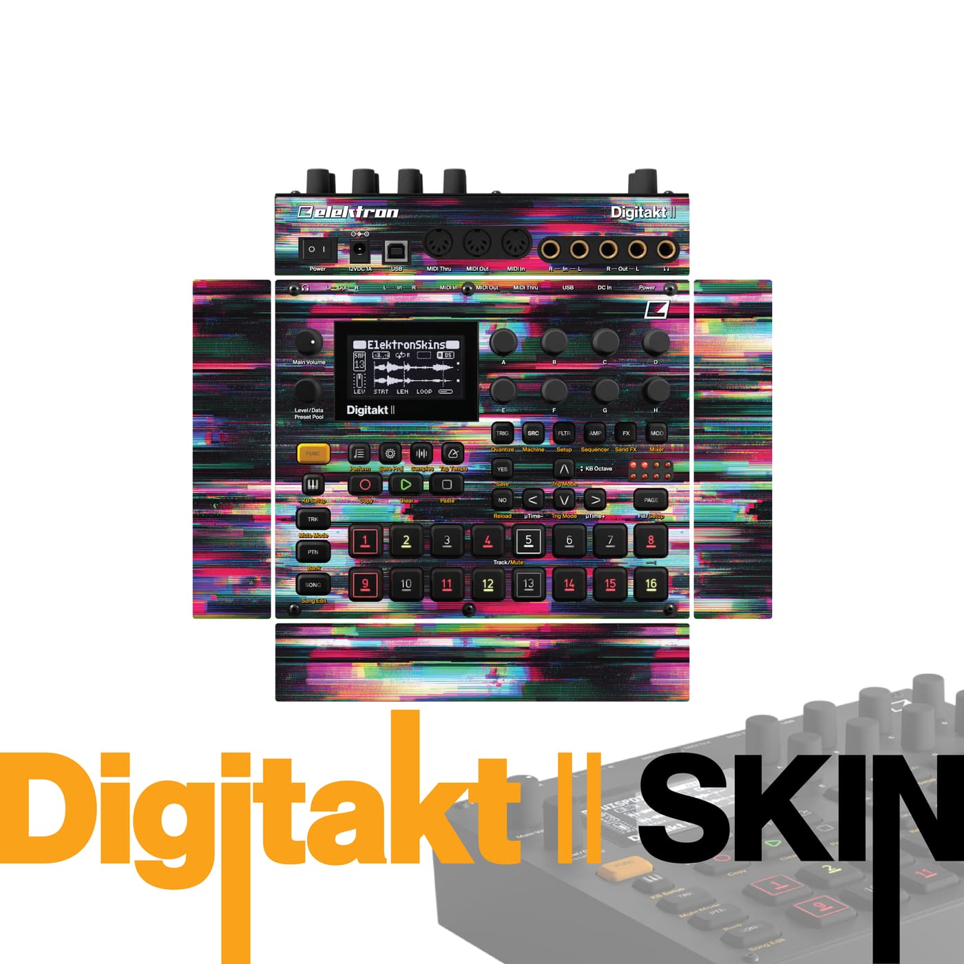Prismatic Glitchwave vinyl skin for Elektron Digitakt II