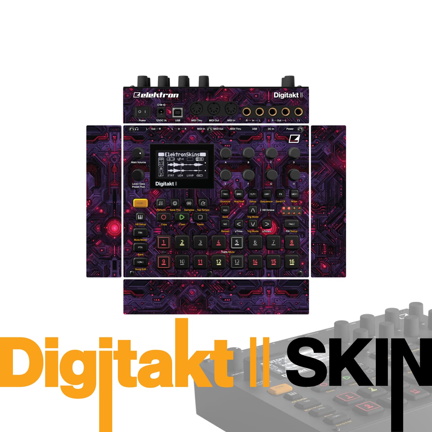 Purple Circuit vinyl skin for Elektron Digitakt II