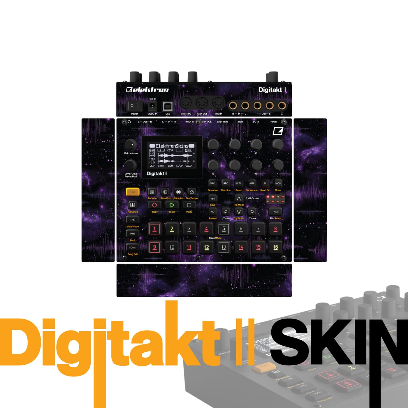 Purple Galaxy Beat vinyl skin for Elektron Digitakt II