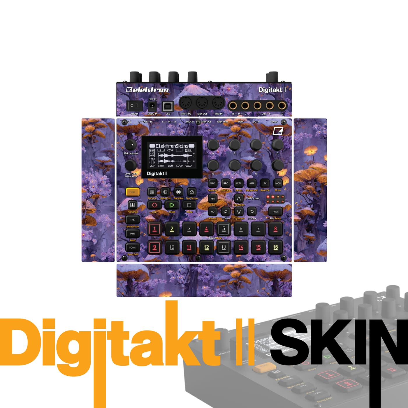 Purple Mushroom Forest vinyl skin for Elektron Digitakt II