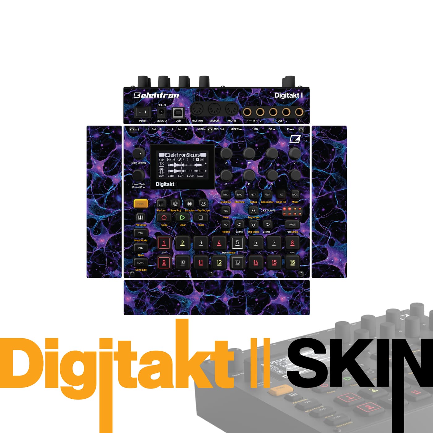 Purple Neural Pulse vinyl skin for Elektron Digitakt II