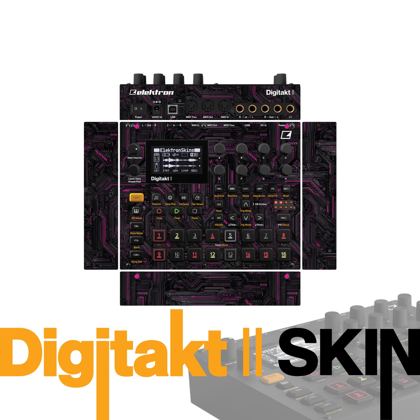 Purple Pulse vinyl skin for Elektron Digitakt II