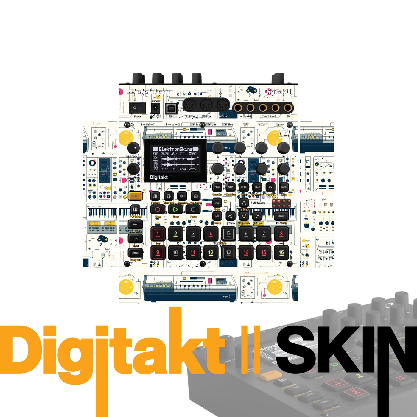 Retro Schematic Breeze vinyl skin for Elektron Digitakt II