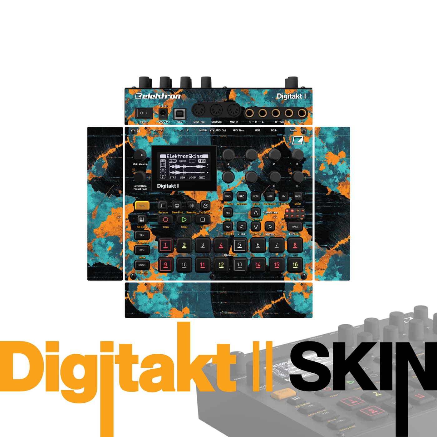 Rusted Aqua Texture vinyl skin for Elektron Digitakt II