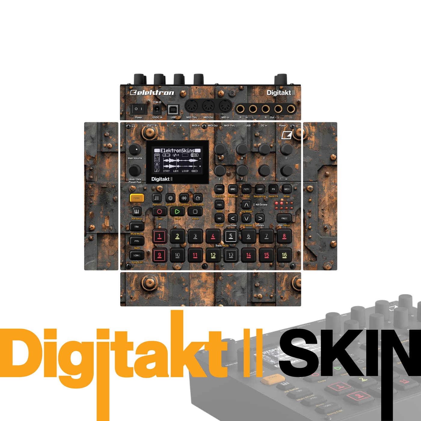 Rusted Steel Plate vinyl skin for Elektron Digitakt II