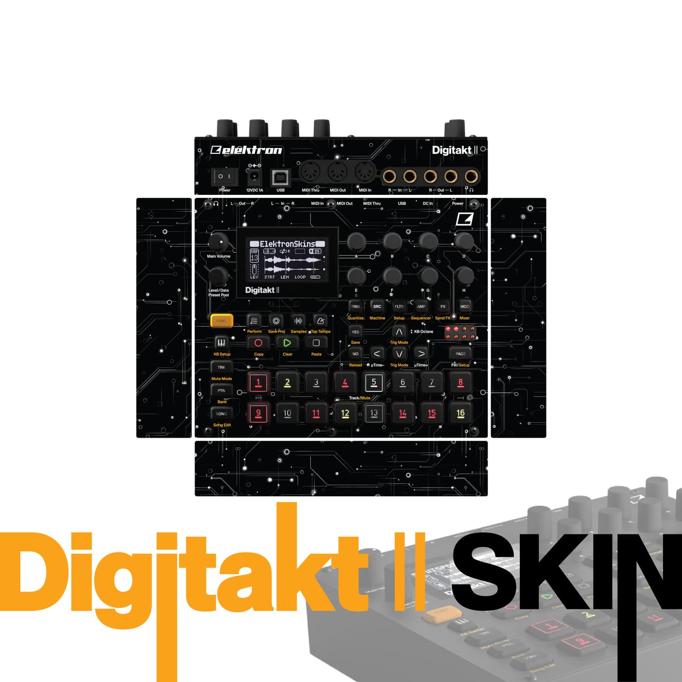 Shadow Grid vinyl skin for Elektron Digitakt II