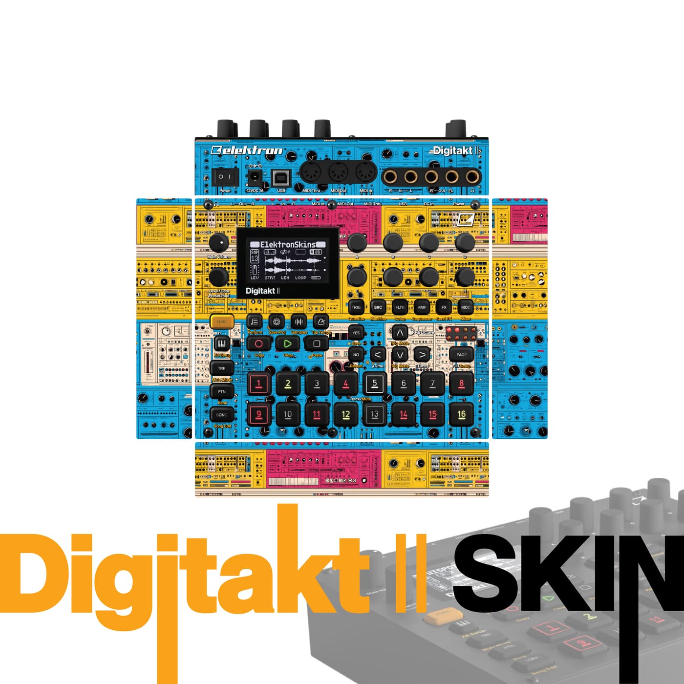 Sunset Circuitry Jazz vinyl skin for Elektron Digitakt II