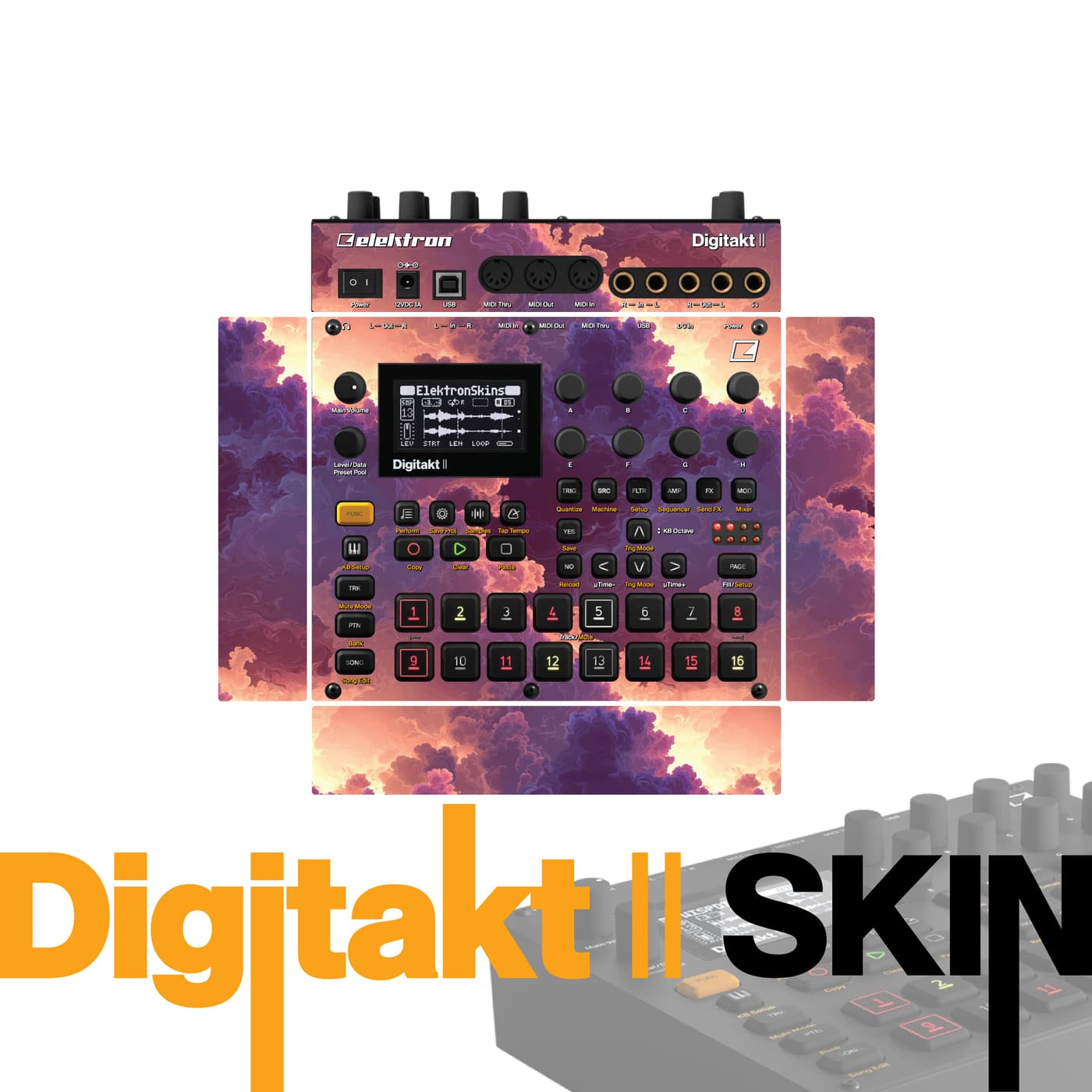 Sunset Cloud Drift vinyl skin for Elektron Digitakt II