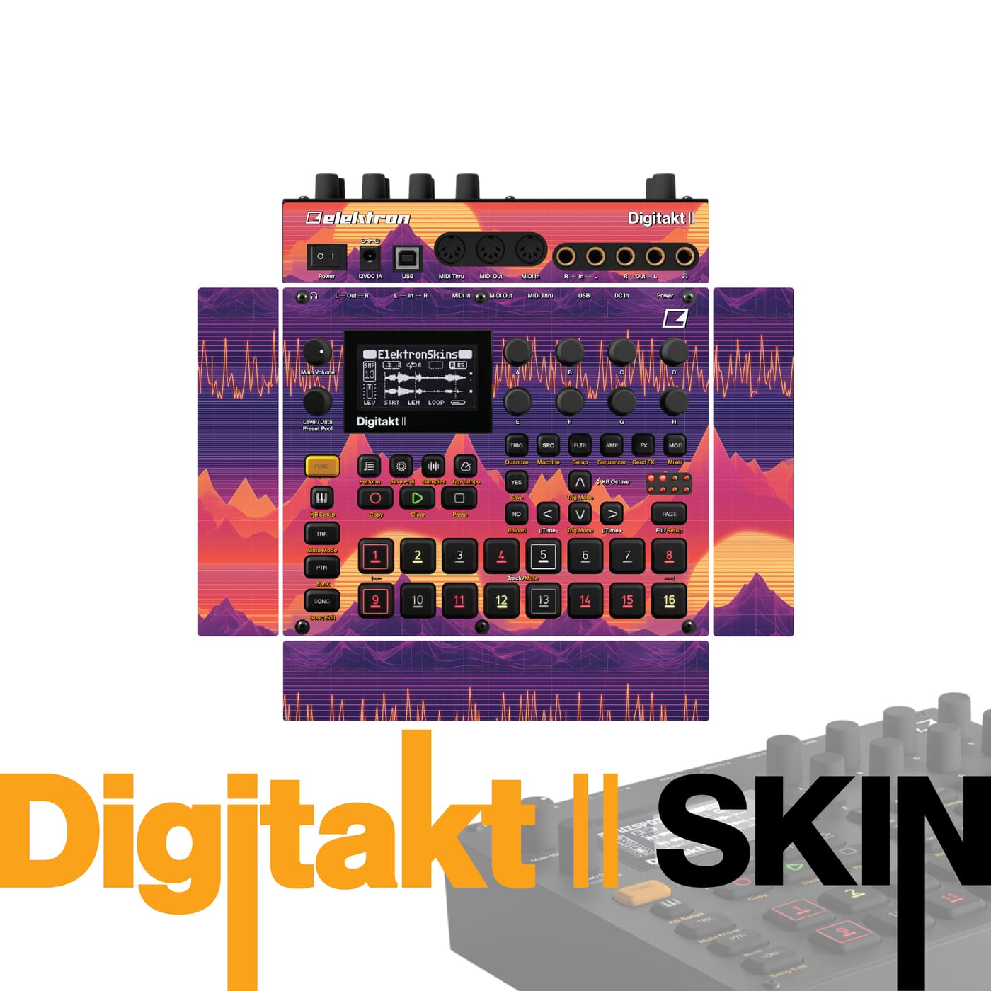 Sunset Gridwave vinyl skin for Elektron Digitakt II