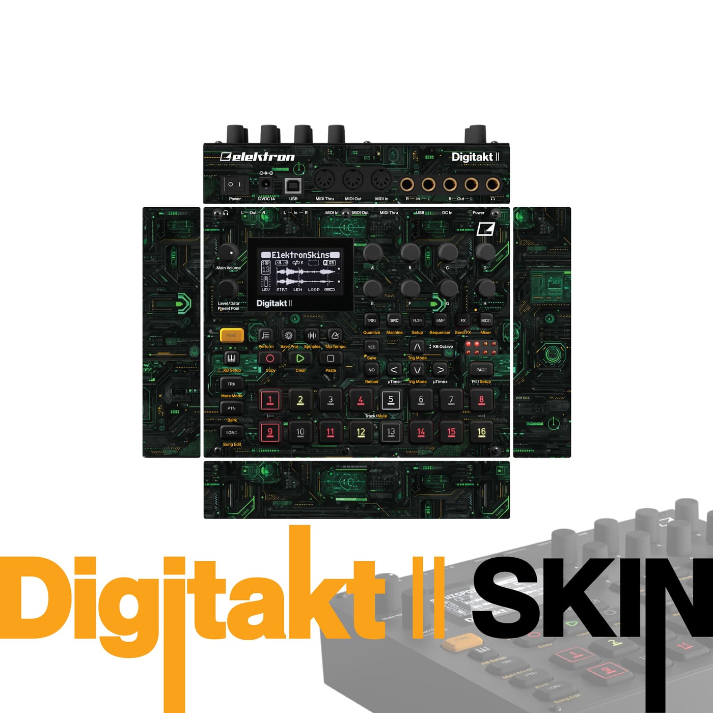 Teal Circuit vinyl skin for Elektron Digitakt II