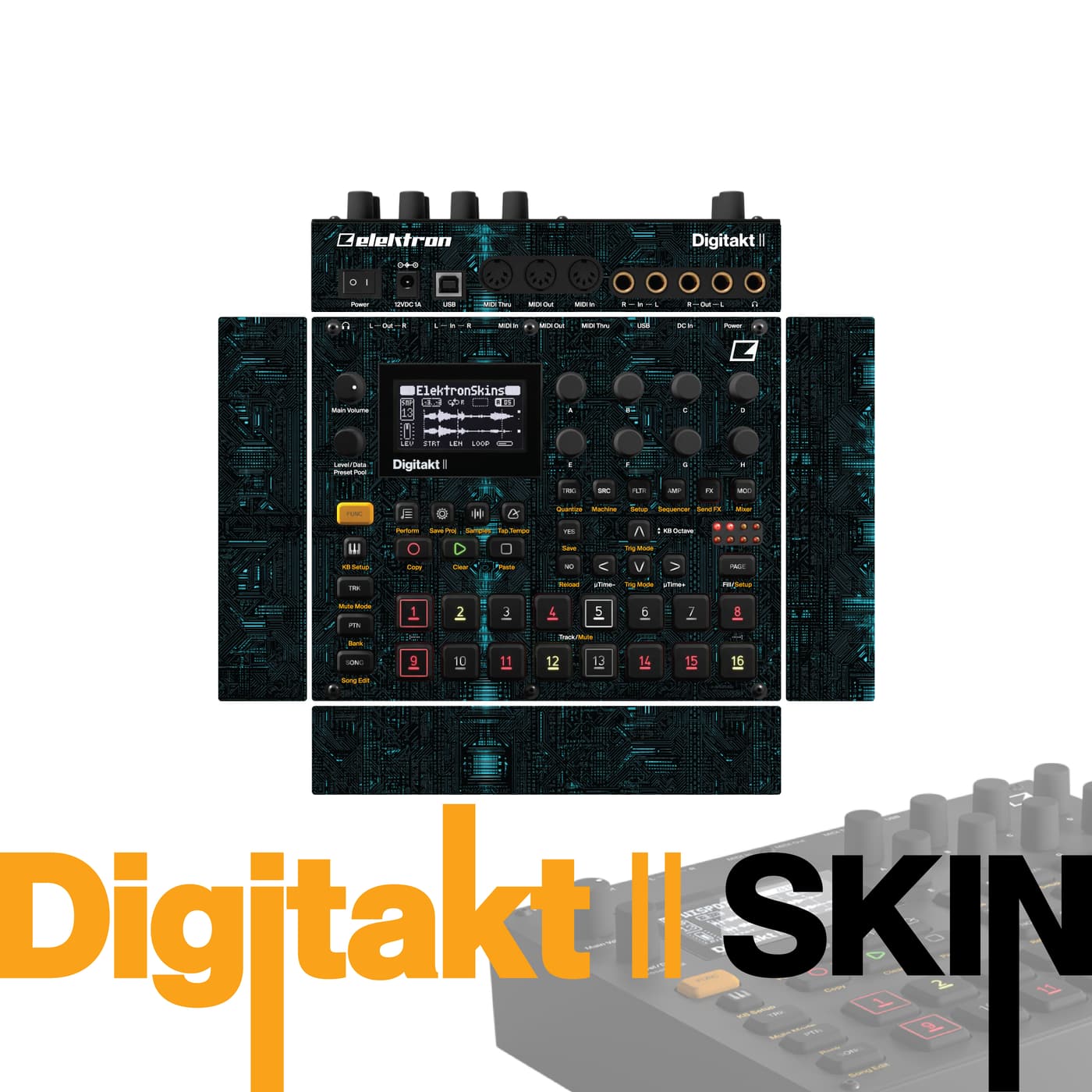 Teal Phantom vinyl skin for Elektron Digitakt II