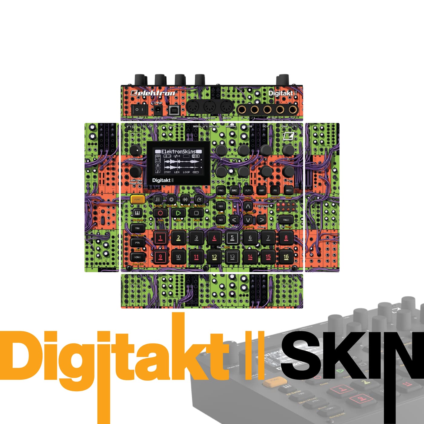 Toxic Circuit Tango vinyl skin for Elektron Digitakt II